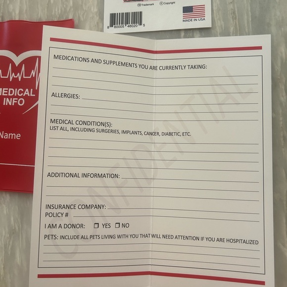 2 Pack. My Medical Info.Refrigerator Magnet. Information Card in Plastic Pouch - Picture 9 of 10